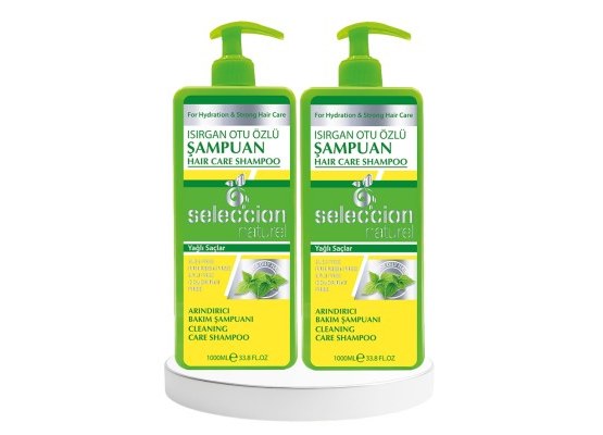 2 Adet Kampanyalı Seleccion Naturel 1000Ml Şampuan Isırgan Yağlı Saçlar