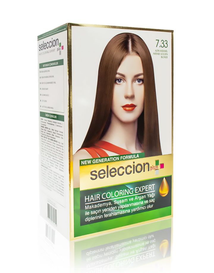 Seleccion Plus Ultra Parlaklik Sağlayan Kalici Saç Boyasi 7.33 Altin Karamel